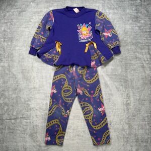 Barbie Hollywood Sweatsuit Youth 5 Purple Vintage 1993 2 Piece Peplum Bows